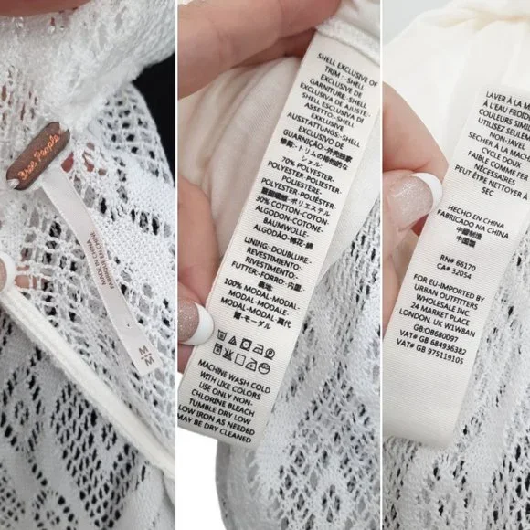 NEW Free People Creamy White Lace Rock Candy Mock Neck Dress M Ruffles Mini - Picture 11 of 12